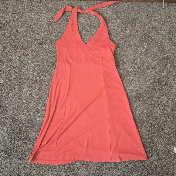 Women's Patagonia Coral Halter Tie Athletic Workout Aline Midi Dress Large - Picture 2 of 7